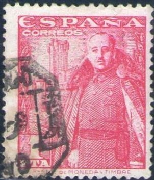 ESPAÑA 1948 1032 Sello General Franco y Castillo de la Mota 1p Usado Espana Spain Espagne Spagna Spanje Spanien 